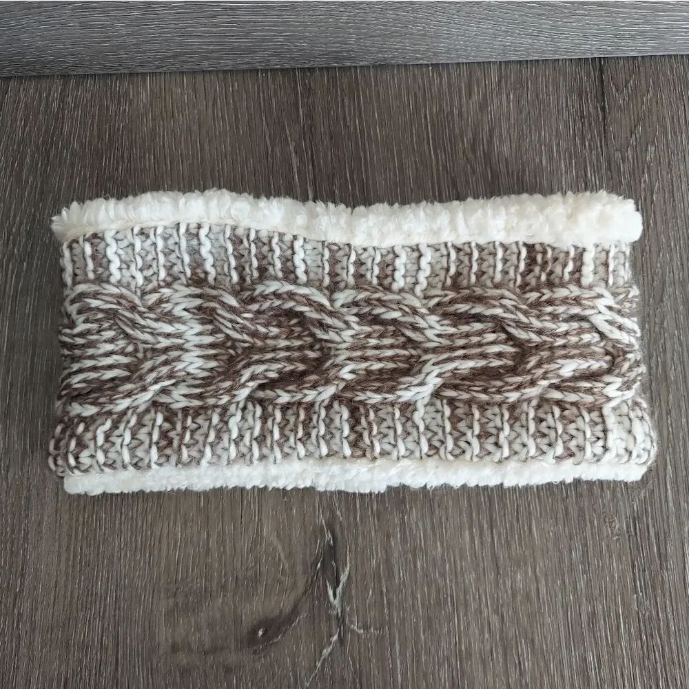 Brown Knit Faux Fur Headband Ear Warmer